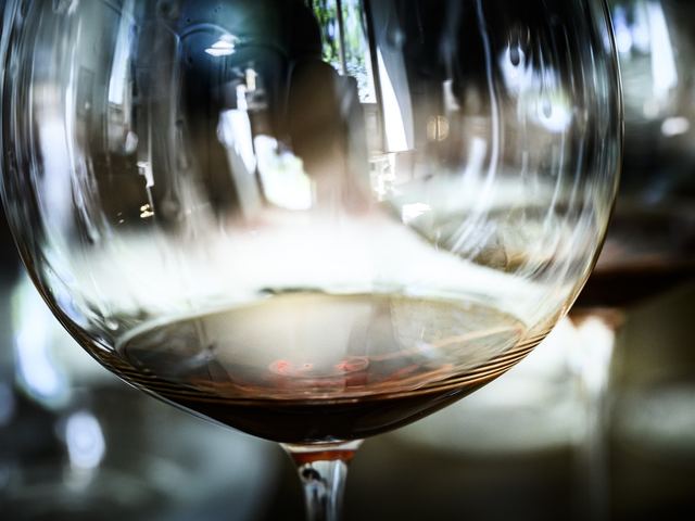 A glass of Etna red wine